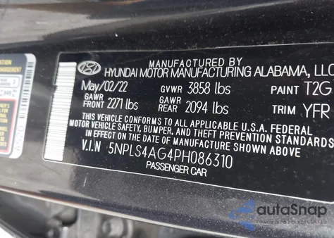 2023 Hyundai Elantra Sel from USA, damaged, VIN 5NPLS4AG4PH086310
